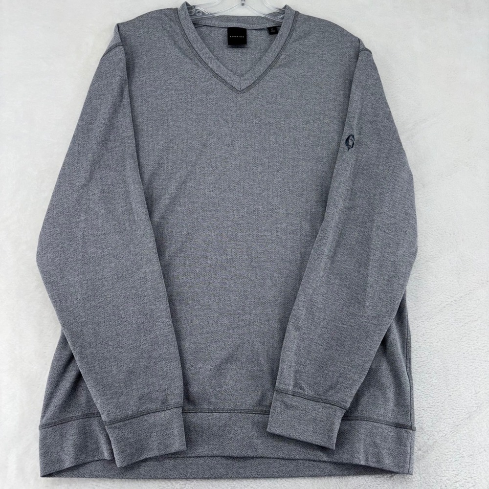 Dunning Mens Grey Herringbone V-Neck Golf Pullover Sweater XL DN801288 resort we
